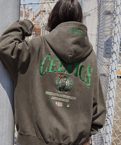 【EMMA CLOTHES】NBA系列 波士頓賽爾提克 復古街頭 刺繡內刷毛連帽外套 日本預購