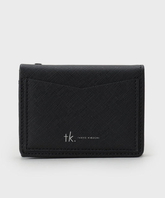 【tk.TAKEO KIKUCHI】質感PU皮革拉鏈零錢袋三折短夾 皮夾 錢包