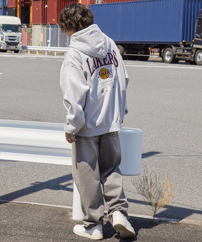 【EMMA CLOTHES】NBA系列 洛杉磯湖人 復古街頭 刺繡內刷毛連帽外套 日本預購