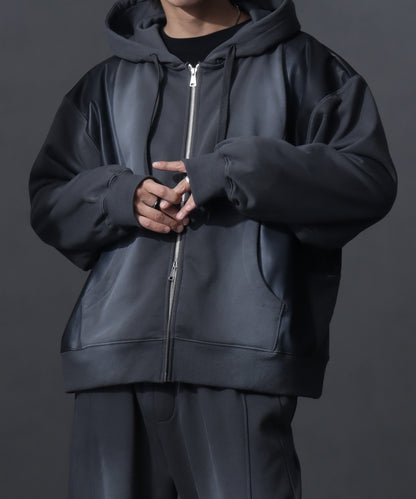 【Art re A】welise 質感仿舊加工PU皮革拼接連帽外套 日本預購