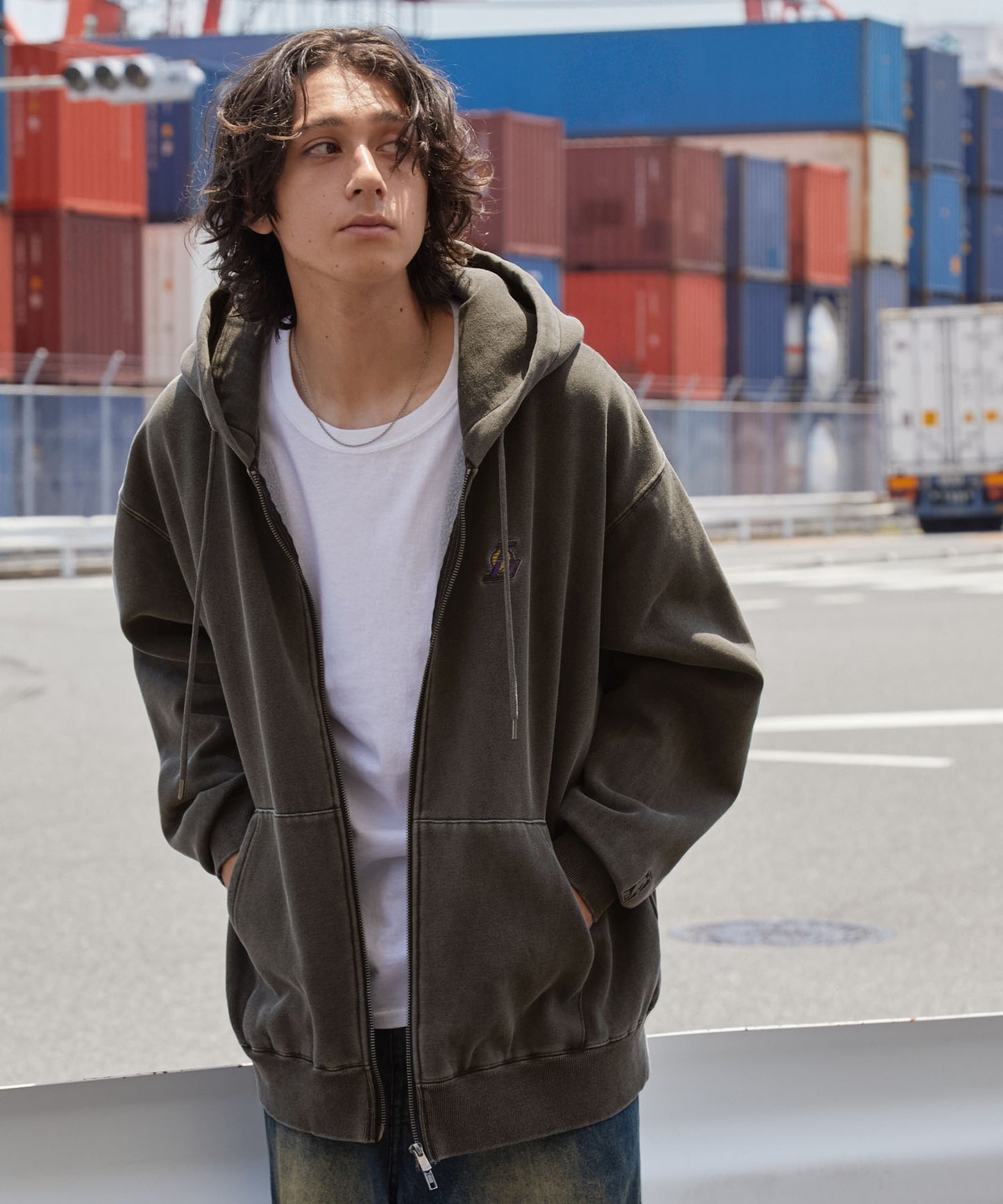 【EMMA CLOTHES】NBA系列 洛杉磯湖人 復古街頭 刺繡內刷毛連帽外套 日本預購