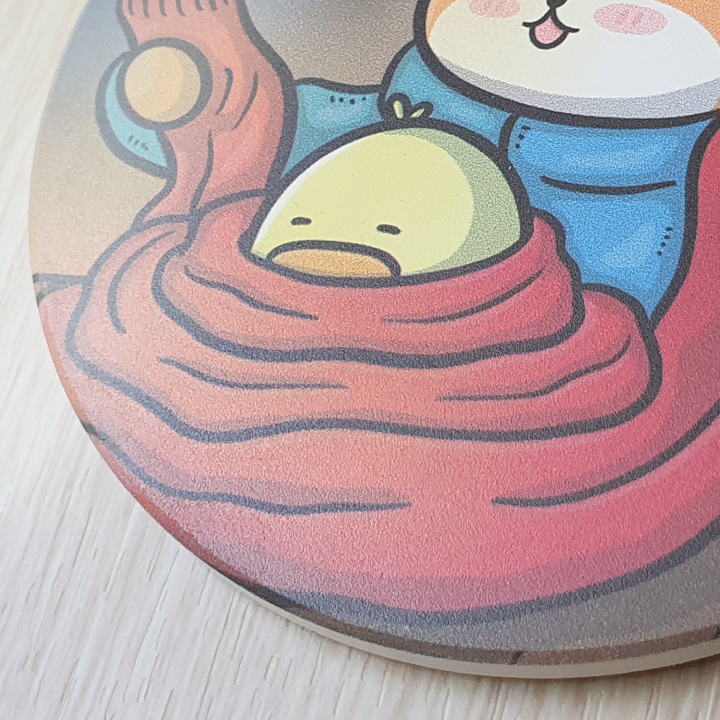 【武士汪汪】鶯歌陶瓷吸水杯墊-暖烘烘的冬天