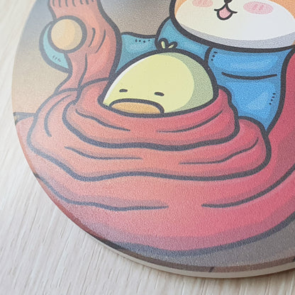 【武士汪汪】鶯歌陶瓷吸水杯墊-暖烘烘的冬天