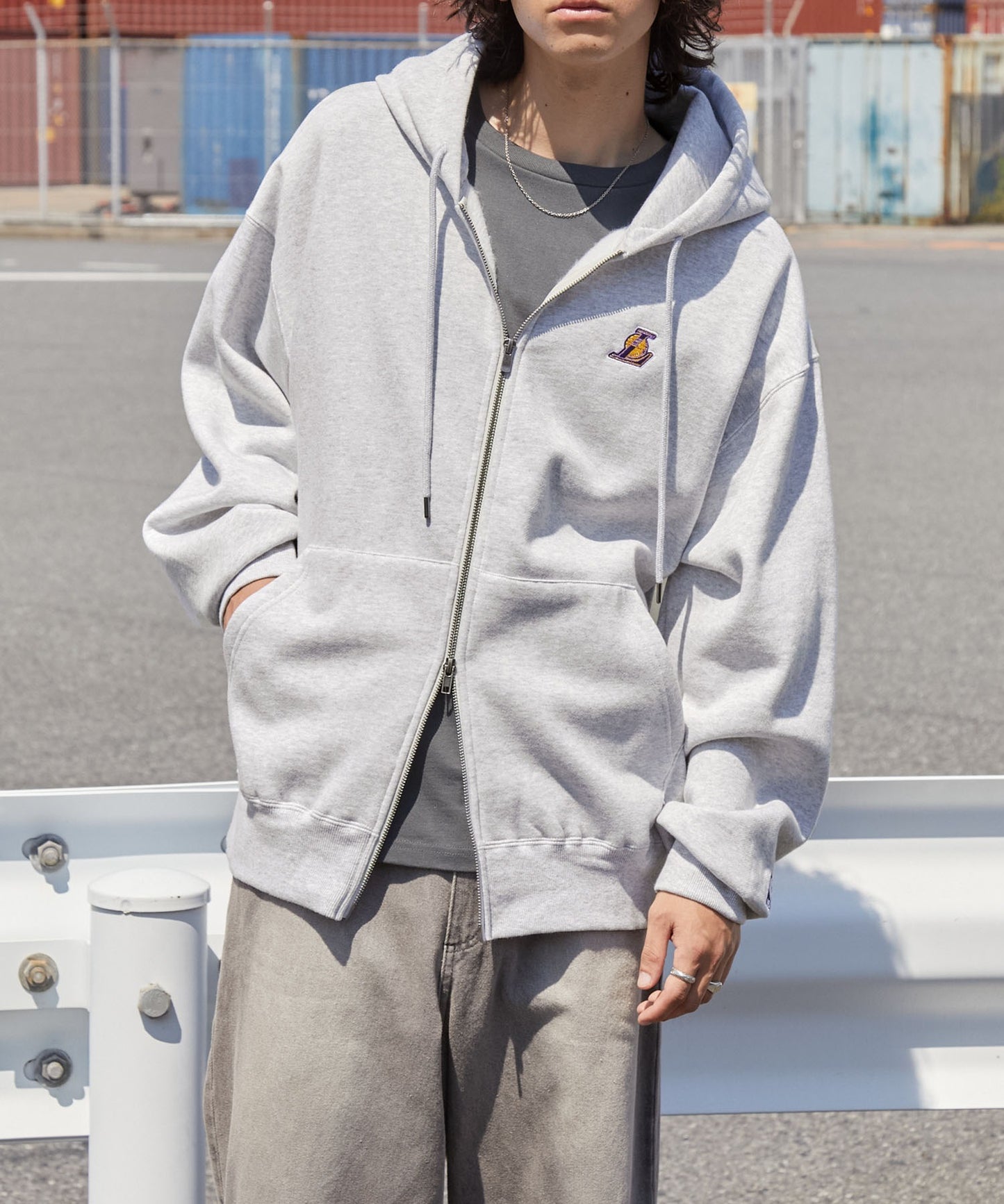 【EMMA CLOTHES】NBA系列 洛杉磯湖人 復古街頭 刺繡內刷毛連帽外套 日本預購