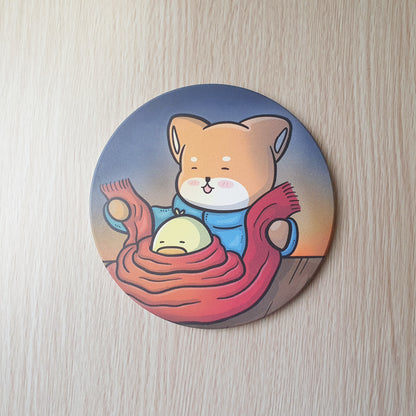 【武士汪汪】鶯歌陶瓷吸水杯墊-暖烘烘的冬天