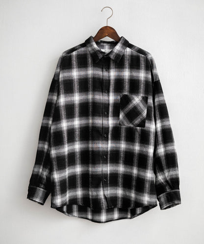 【Rocky Monroe】寬鬆版法蘭絨格紋襯衫