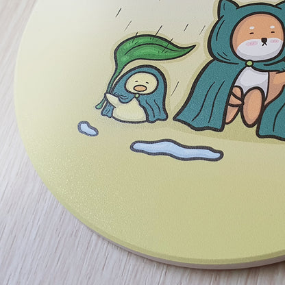 【武士汪汪】鶯歌陶瓷吸水杯墊-一起避雨吧！