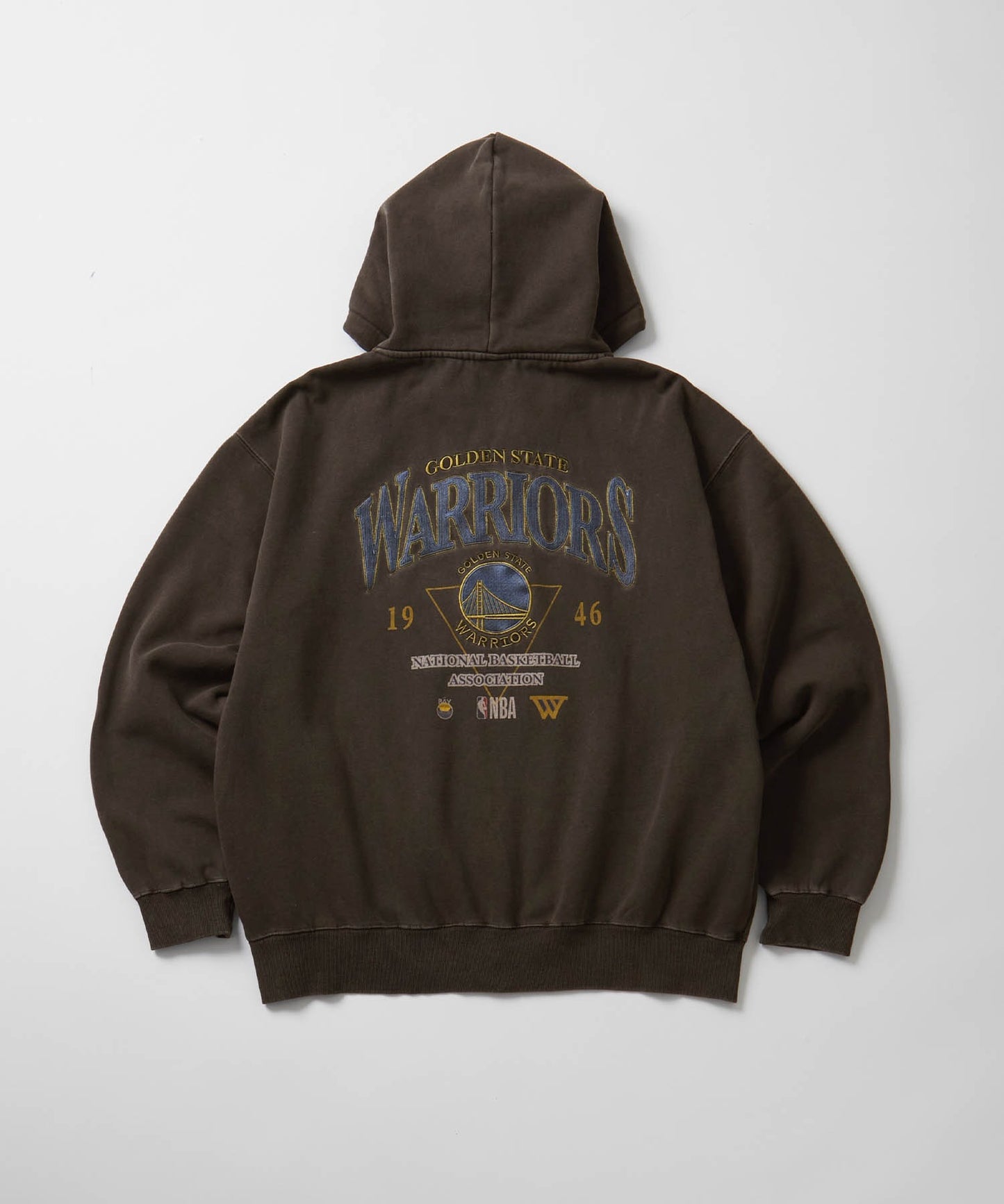 【EMMA CLOTHES】NBA系列 金州勇士 復古街頭 刺繡內刷毛連帽外套 日本預購