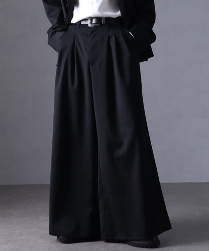 【Art re A】welise 優雅質感 TR 三褶設計 時尚寬版西裝褲