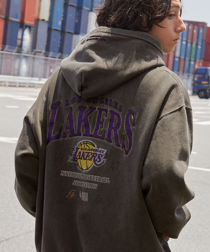 【EMMA CLOTHES】NBA系列 洛杉磯湖人 復古街頭 刺繡內刷毛連帽外套 日本預購