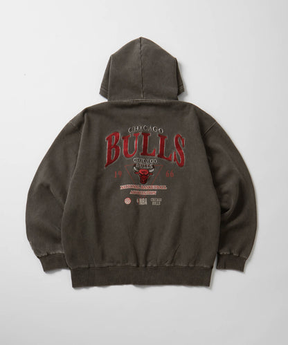 【EMMA CLOTHES】NBA系列 芝加哥公牛 復古街頭 刺繡內刷毛連帽外套 日本預購