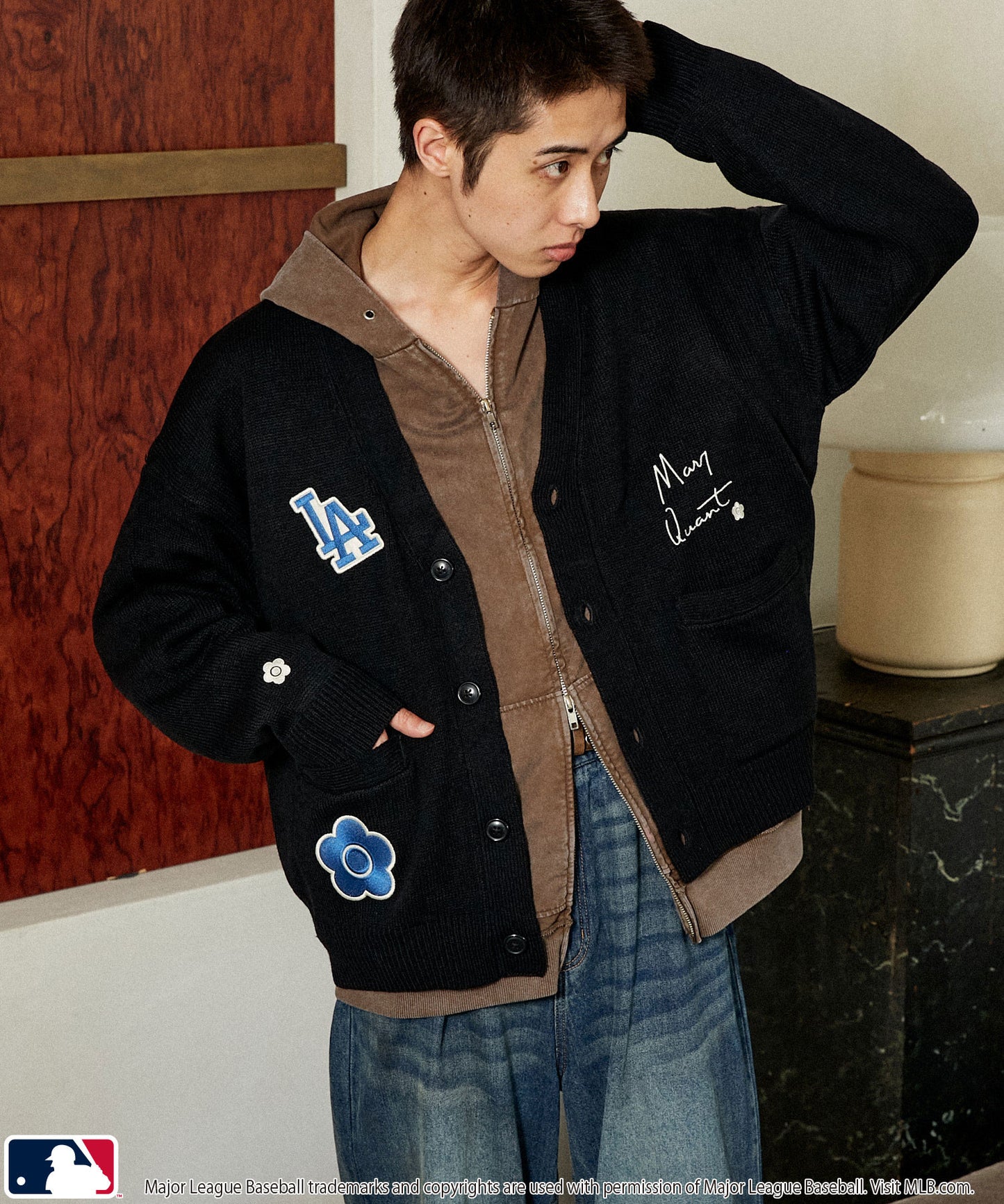 【PUBLUX】MLB × MARY QUANT 聯名款 LOGO刺繡針織開襟衫