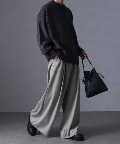 【Art re A】welise 優雅質感 TR 三褶設計 時尚寬版西裝褲