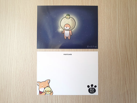 【武士汪汪】插畫商品 明信片-中秋節 一起玩仙女棒吧!