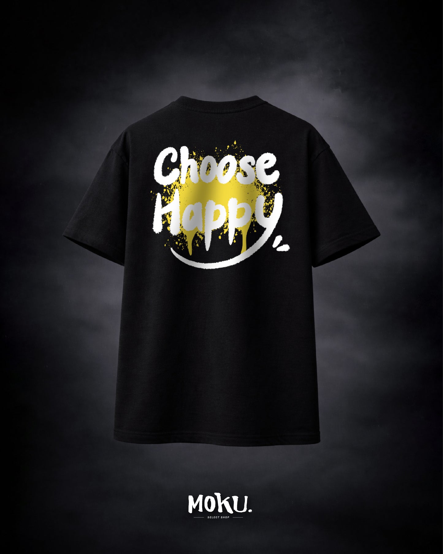 【MOKU.原創】Smile系列 街頭塗鴉風 微笑短T (黑)