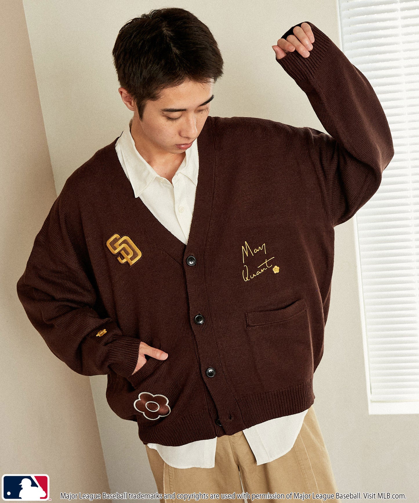 【PUBLUX】MLB × MARY QUANT 聯名款 LOGO刺繡針織開襟衫