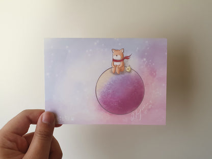 【武士汪汪】插畫商品 明信片-孤單汪半球