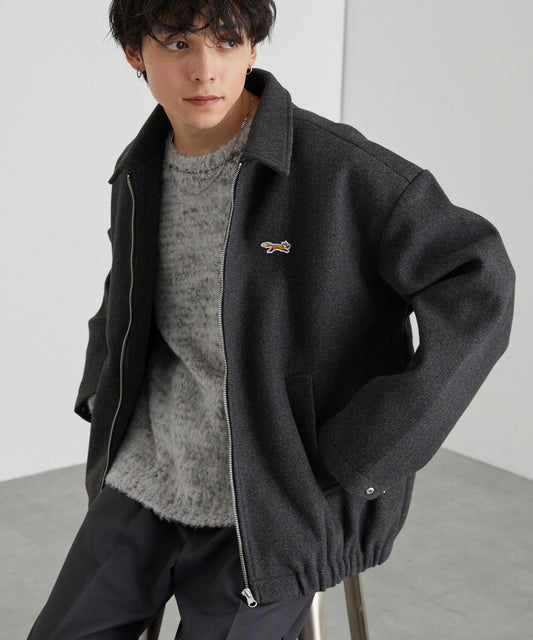 【MONO-MART】PENNEYS 小狐狸 刺繡質感羊毛寬版拉鍊外套 夾克