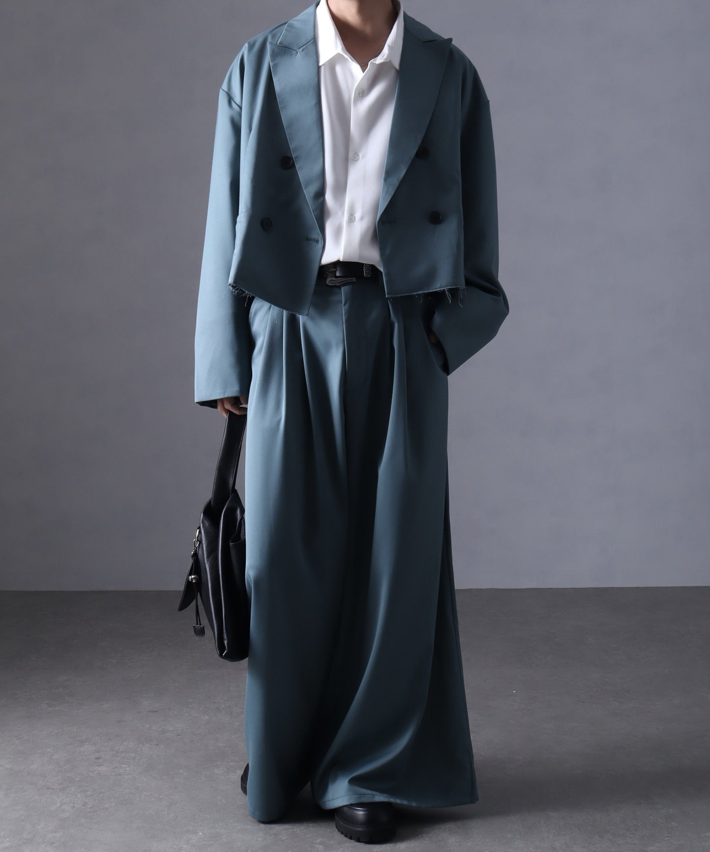 【Art re A】welise 優雅質感 TR 三褶設計 時尚寬版西裝褲