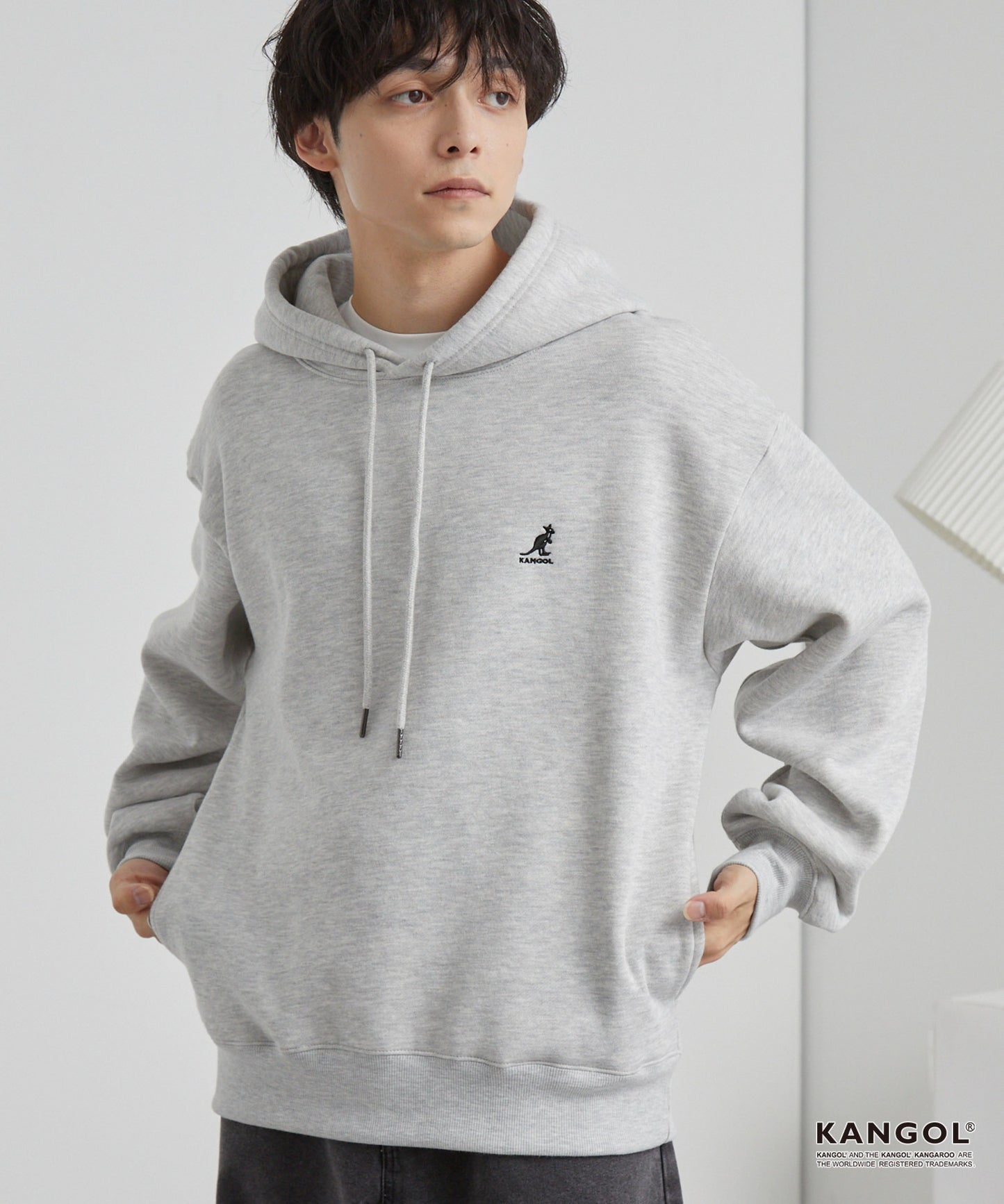 【MONO-MART】KANGOL刺繡LOGO寬版舒適 內刷毛 帽T