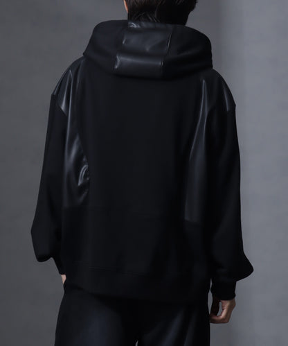 【Art re A】welise 質感仿舊加工PU皮革拼接連帽外套 日本預購