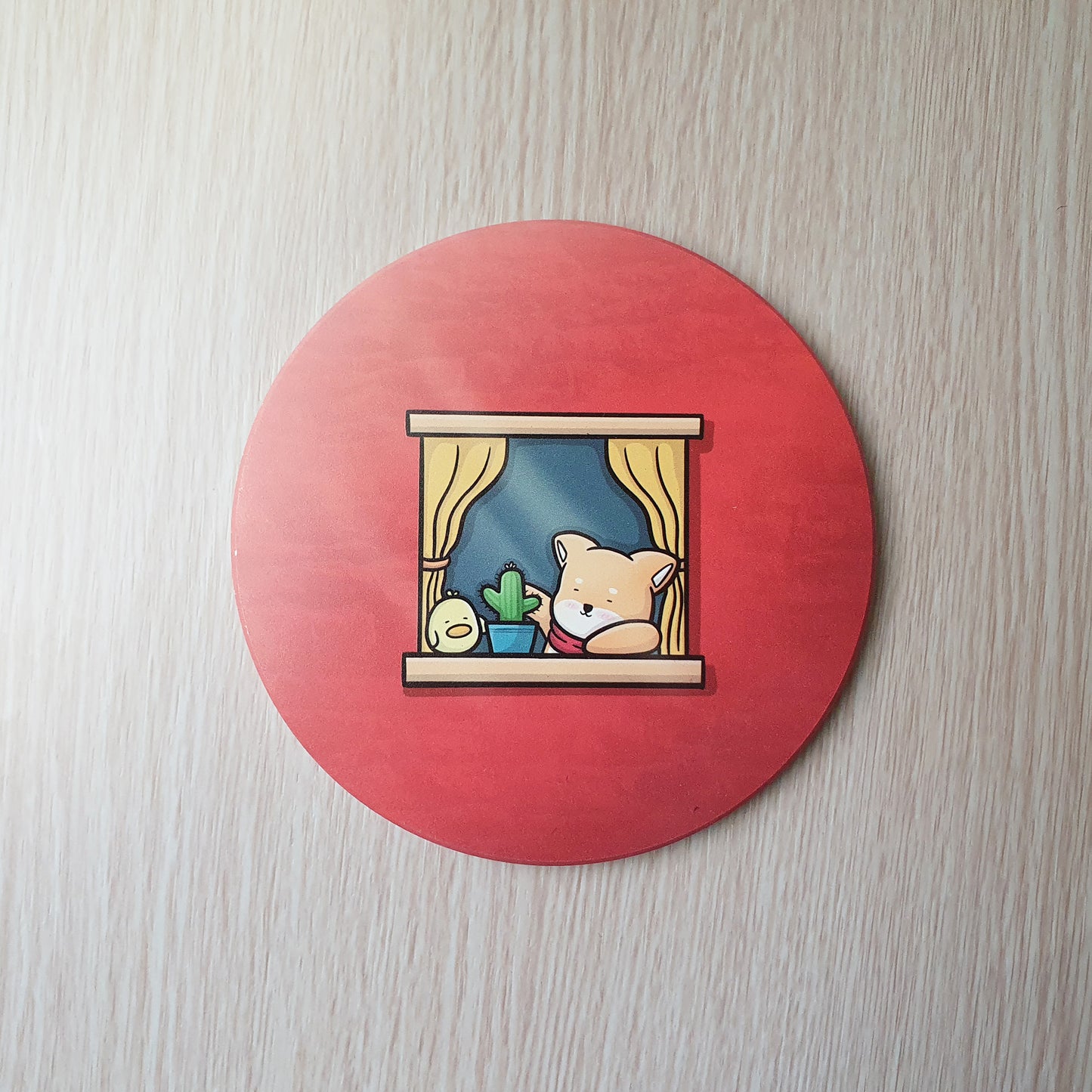 【武士汪汪】鶯歌陶瓷吸水杯墊-柴柴的悠閒午後