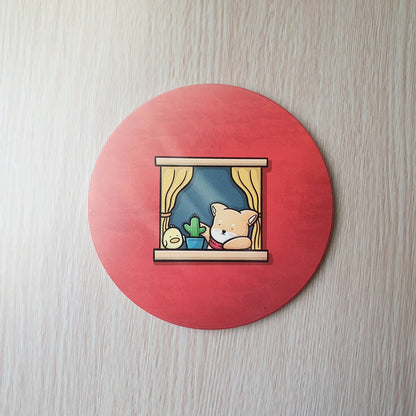 【武士汪汪】鶯歌陶瓷吸水杯墊-柴柴的悠閒午後