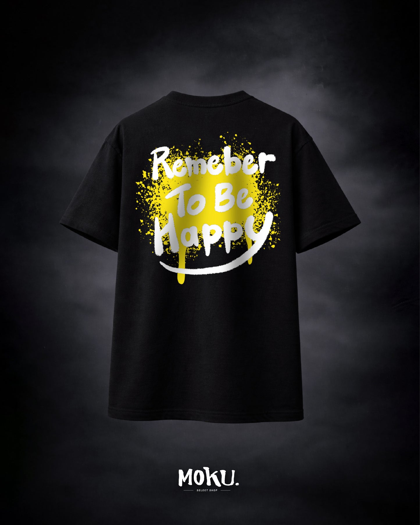 【MOKU.原創】Smile系列 街頭塗鴉風 微笑短T (黑)
