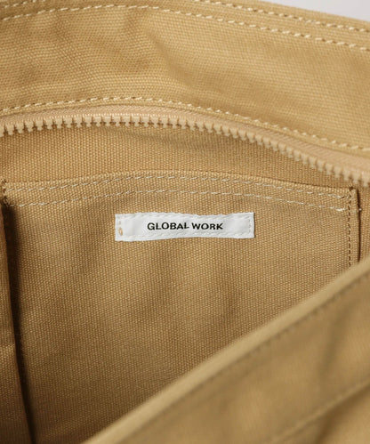 【GLOBAL WORK】2WAY 簡約拉鍊帆布斜背包 M