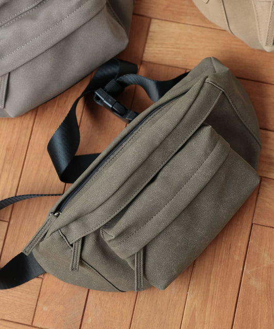 【GLOBAL WORK】小巧實用 質感仿麂皮簡約腰包 胸包