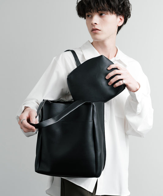 【Rocky Monroe】PU皮革 單肩托特包+收納小包套裝