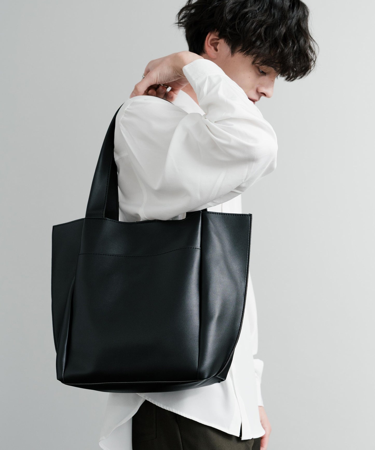 【Rocky Monroe】PU皮革 單肩托特包+收納小包套裝