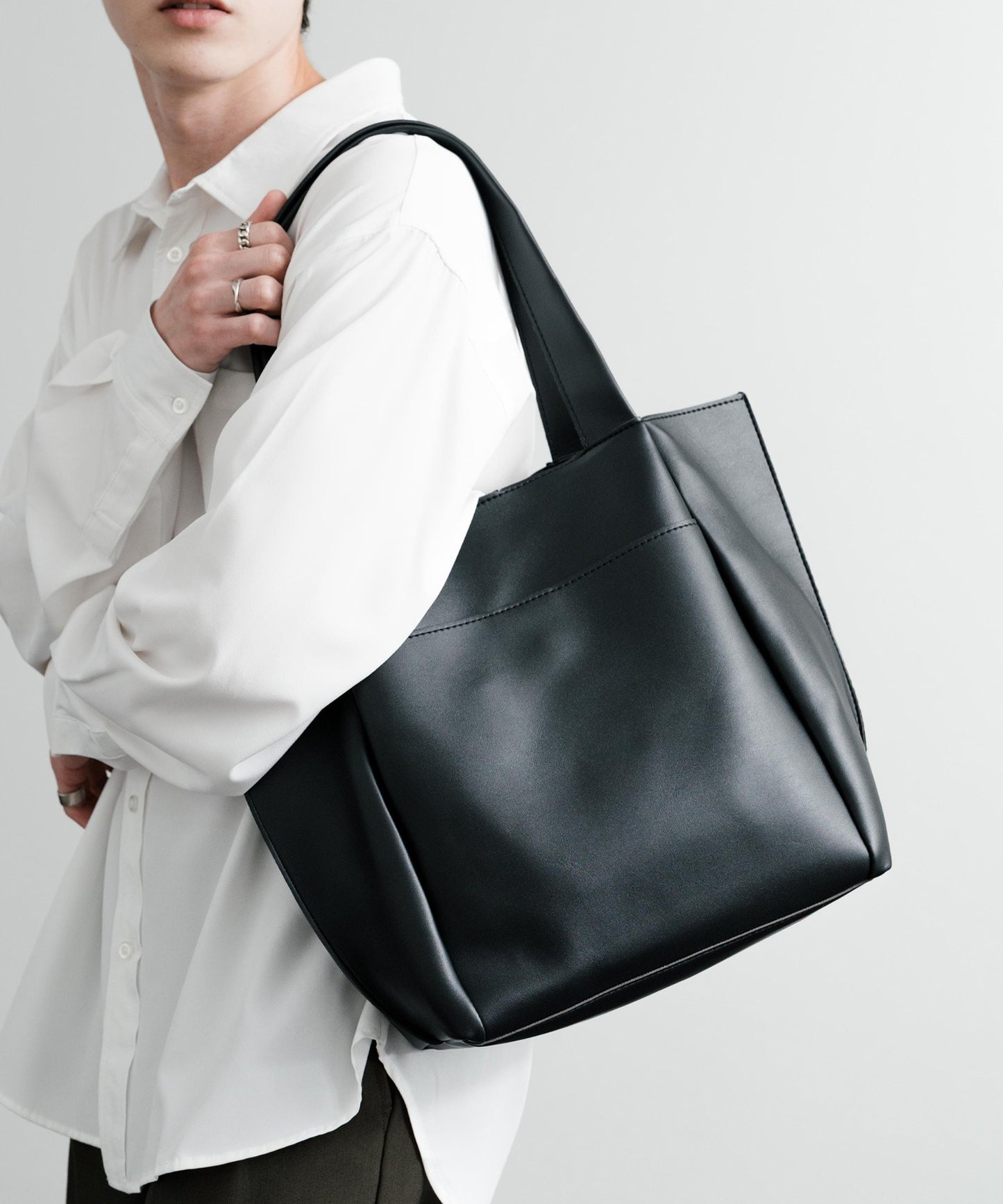 【Rocky Monroe】PU皮革 單肩托特包＋收納小包套裝