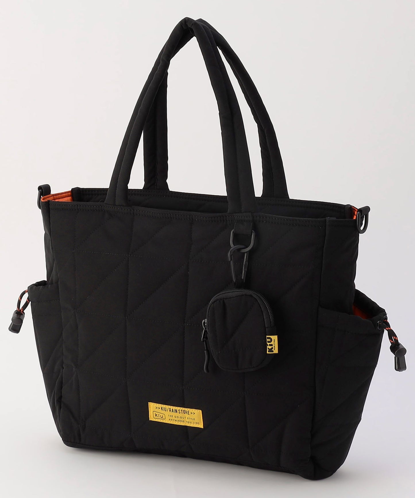 【FREAK’S STORE】KiU 方格絎縫多功能黑色托特包