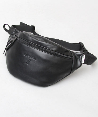 【A.M.S.】KANGOL聯名款 PU皮革質感簡約腰包/胸包