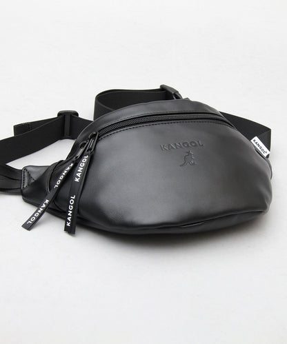 【A.M.S.】KANGOL聯名款 PU皮革質感簡約腰包/胸包