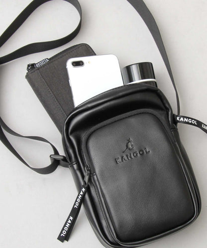 【A.M.S.】KANGOL聯名款 PU皮革質感方形迷你斜背包/肩背包