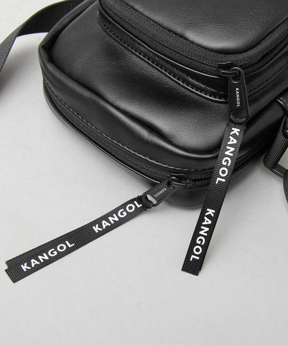 【A.M.S.】KANGOL聯名款 PU皮革質感方形迷你斜背包/肩背包