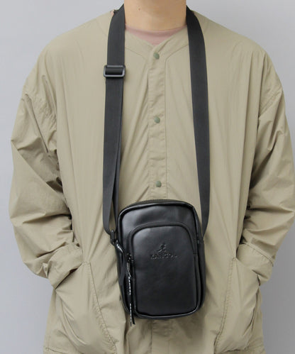 【A.M.S.】KANGOL聯名款 PU皮革質感方形迷你斜背包/肩背包