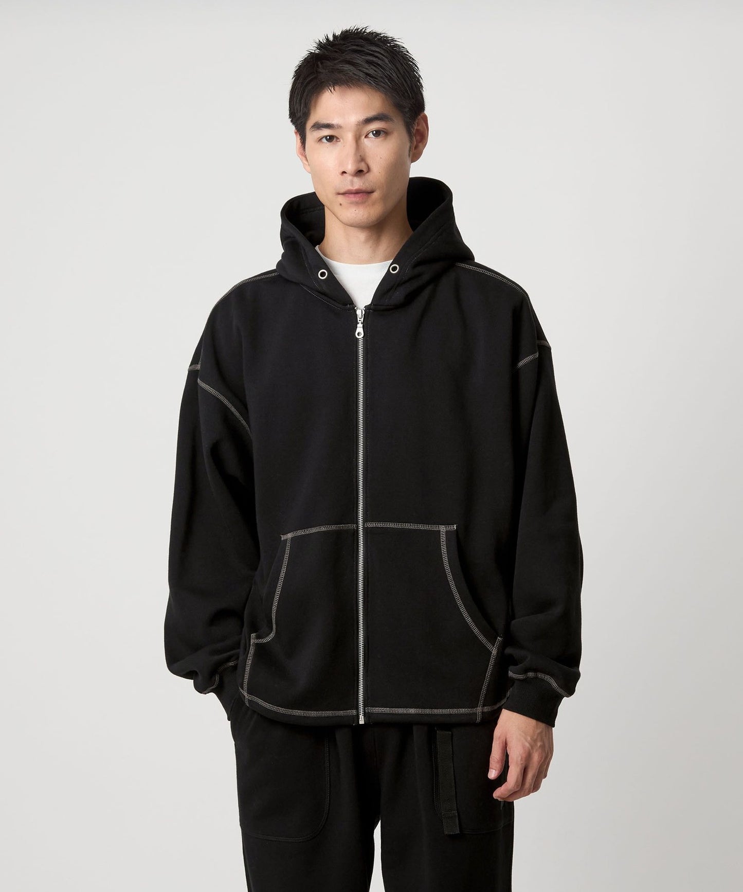 【GLR】縫線設計 保暖刷毛抽繩拉鍊連帽外套