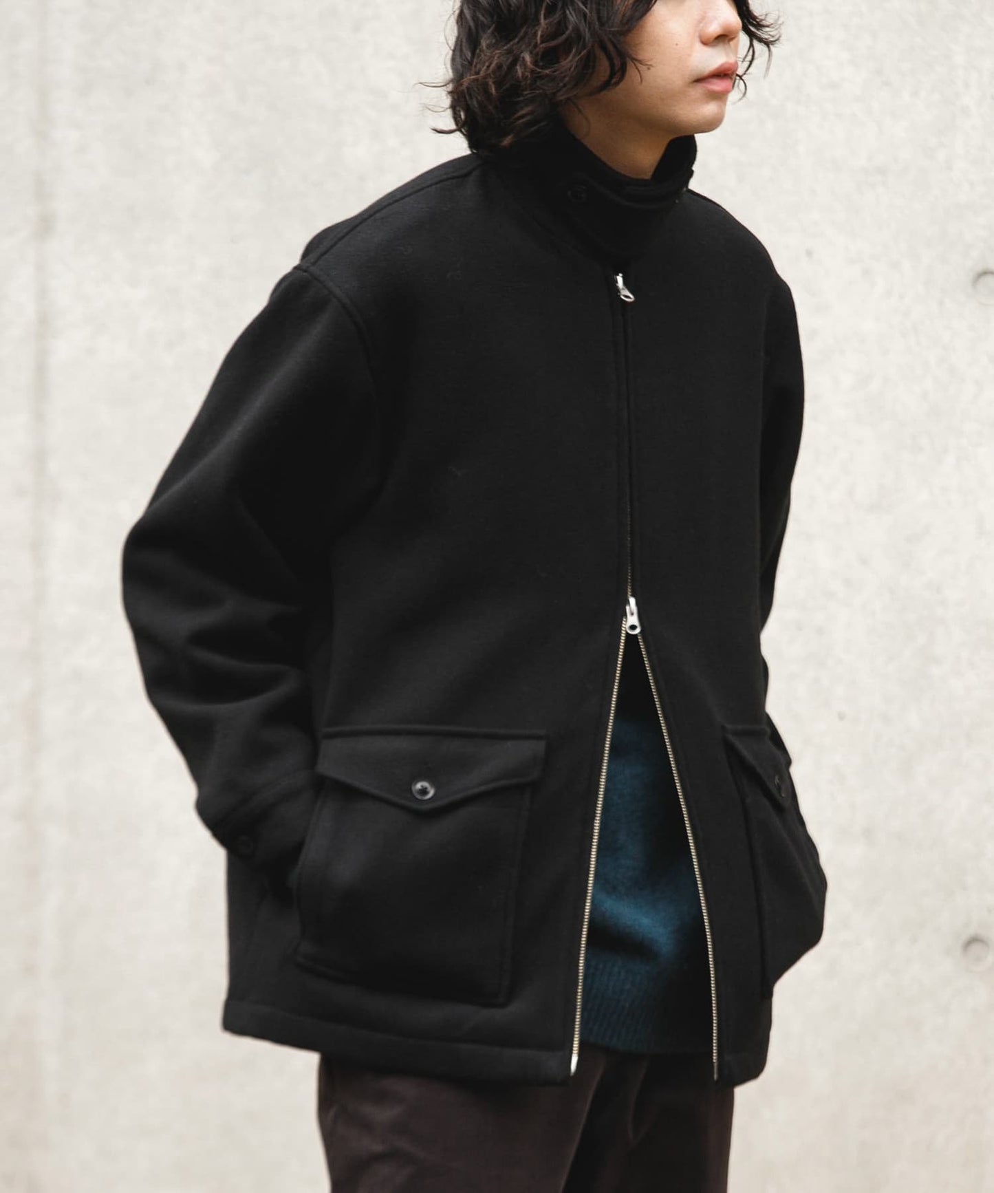 【URBAN RESEARCH DOORS】羊毛混紡短版哈靈頓夾克