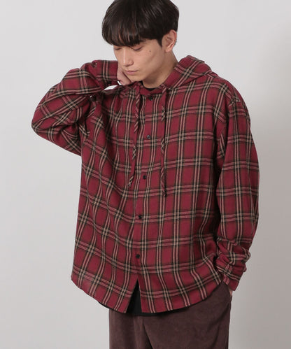 【LAKOLE】格紋連帽長袖襯衫