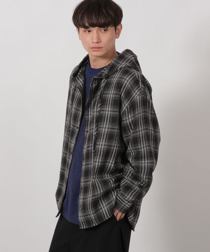 【LAKOLE】格紋連帽長袖襯衫