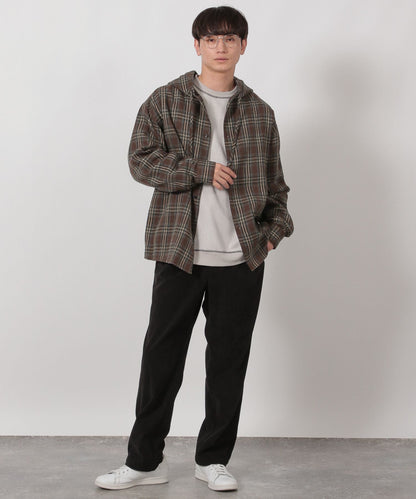 【LAKOLE】格紋連帽長袖襯衫