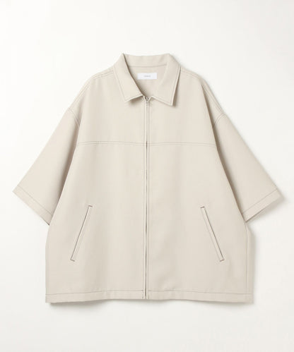 【RAGEBLUE】 雙色縫線Oversize寬版短袖拉鍊襯衫