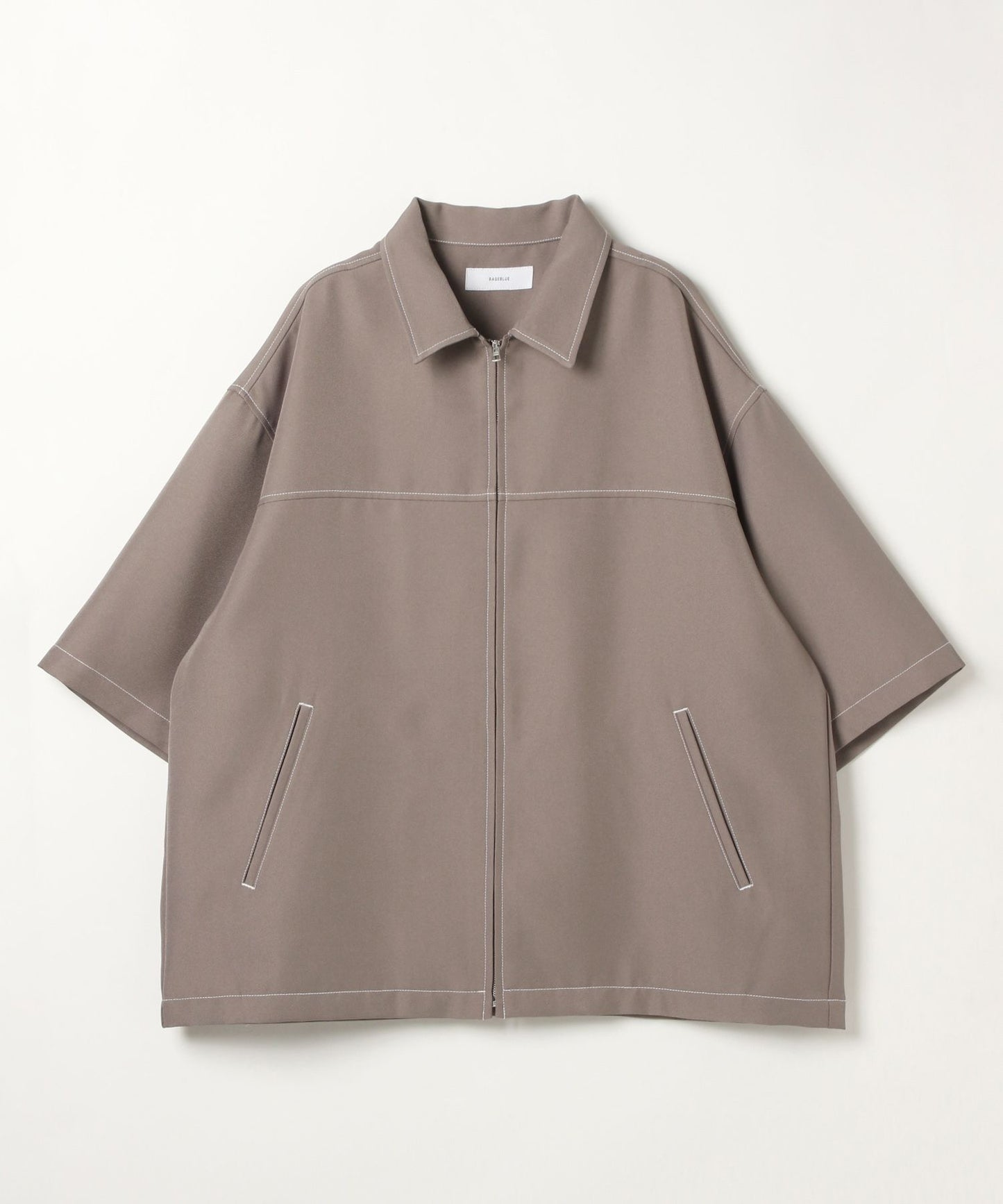 【RAGEBLUE】 雙色縫線Oversize寬版短袖拉鍊襯衫