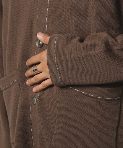 【RAGEBLUE】 時尚簡約雙色縫線開襟衫