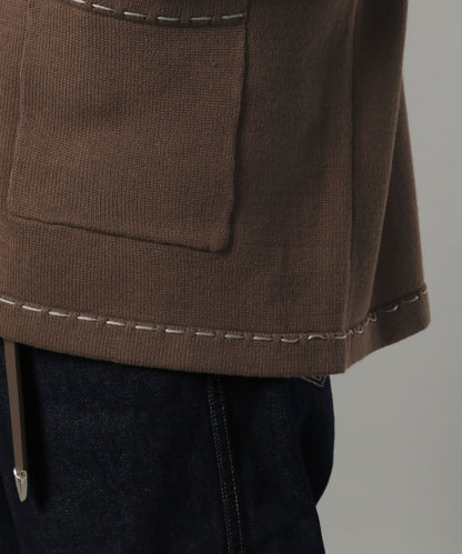 【RAGEBLUE】 時尚簡約雙色縫線開襟衫