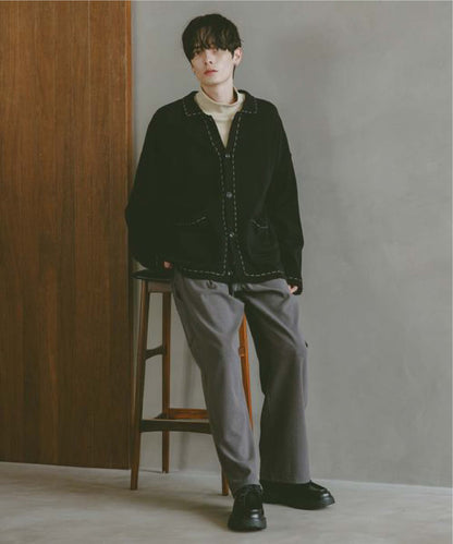 【RAGEBLUE】 時尚簡約雙色縫線開襟衫