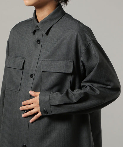 【RAGEBLUE】 仿粗花呢質感抗皺寬版襯衫